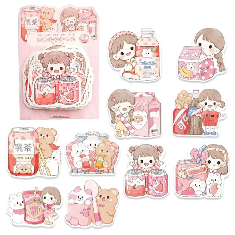 

Cute Notebook Sticker Cartoon Little Girls Stickers Set 100pcs Non-Sticky Note Paper Office School Supplies Cute Handbook