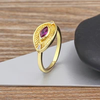 nidin fashion luxury evil eye lucky ring micro pave zircon open adjustable finger ring wedding jewelry love gift top quality