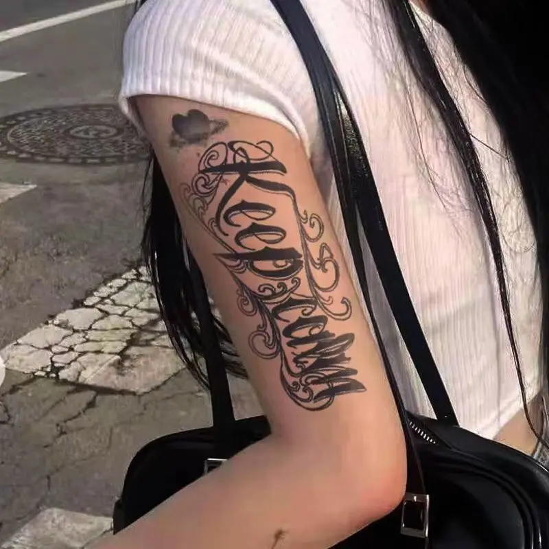 Травяные Временные татуировки наклейки стойкие панковские буквы искусственные