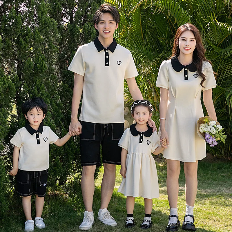 

Летняя одинаковая семейная одежда, подходящее платье для мамы и дочки, хлопковая Футболка для папы и сына, шорты, праздничная одежда для пары