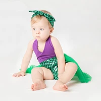 little girls mermaid costume princess romper dress cosplay birthday party outfits fish scale headband toddler baby 1 3 years