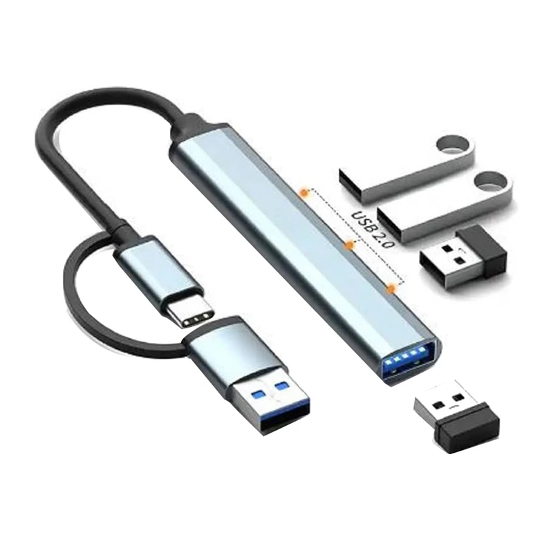 USB C Hub 4 In 1 3.0 Type To 3.0X1 + 2.0X3 Lightweight - 5Gbps Data Transfer For Windows Notebooks PC
