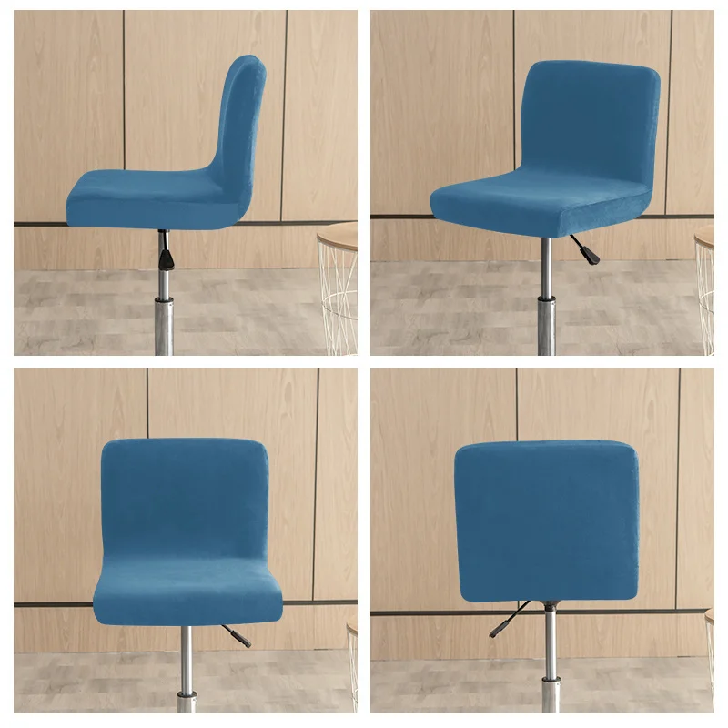 Bar Stool Cover Velvet Low Back Armless Chair Covers Elastic Rotating Lift Solid Color Dining Seat Protector |