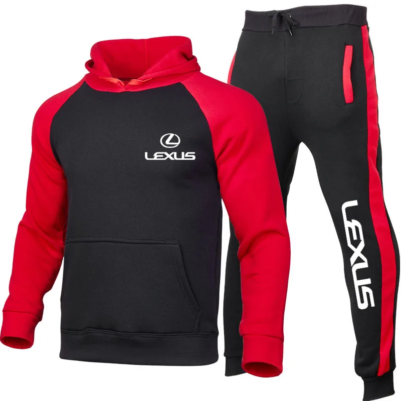 Lexus logo print Harajuku Men's Sportswear Hoodie Set (Hoodie + Pants) Fashion 2 Piece Set Autumn winter high quality men's suit