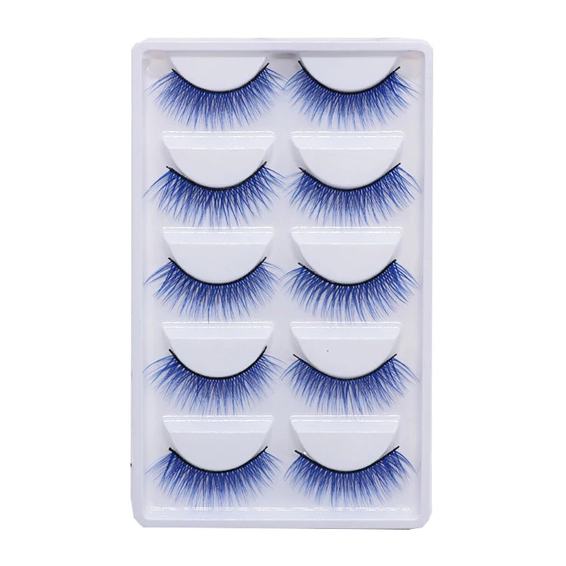 Пять синих и фиолетовых и 3d химических волокон искусство представлений гипокрии ресницы Хэллоуин фестиваль накладные ресницы индивидуальность