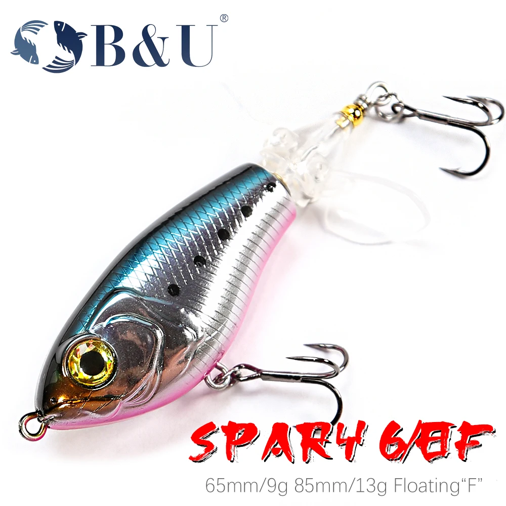 

B&U 65mm 85mm Floating Lure Whopper Plopper Topwater Fishing Lure Trolling Crankbait Pike Hard Baits Artificial Baits