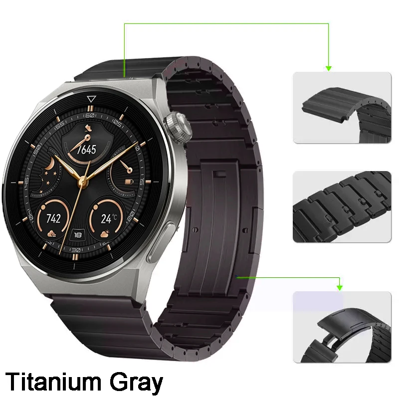 Titanium Strap for Huawei Watch GT3 /3 Pro 46mm Gt2 /2Pro Band Titanium Watchband for Huawei Wath 3 Pro New,22mm Fine Bracelet
