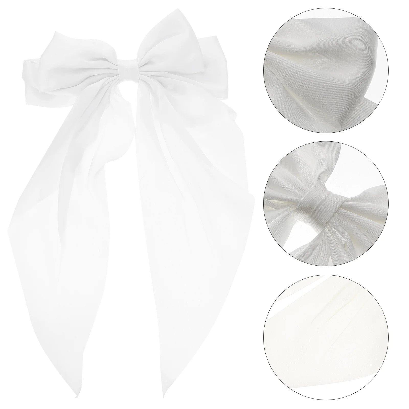 

Hair Bow Barrettes Clips Big Clip Women Bowknot Bows Large French Ribbonsilk Barretteaccessories White Bride Satin Side Tietail