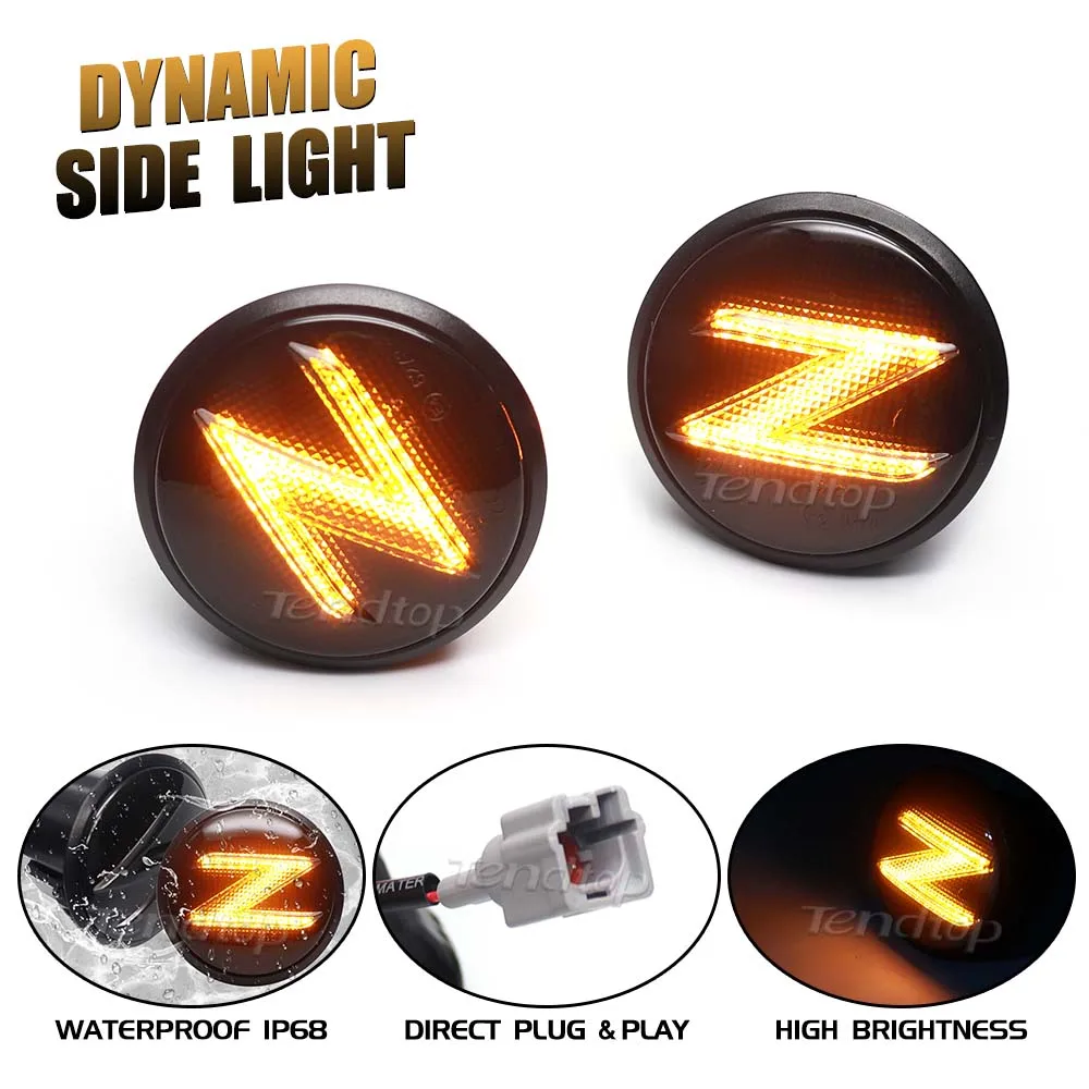 Переключаемый Передний фонарь, боковой маркер, последовательный фонарь для автомобильного бампера, крыла, указатели поворота для Nissan 370z Coupe Nismo Z34 2009-2020