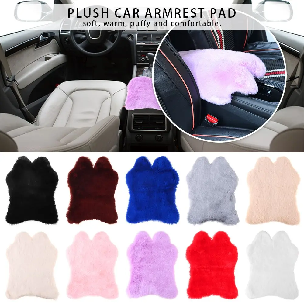 

Winter Interior Accessories Universal Furry Cover Plush Mat Center Console Seat Box Cushion Car Armrest Pad