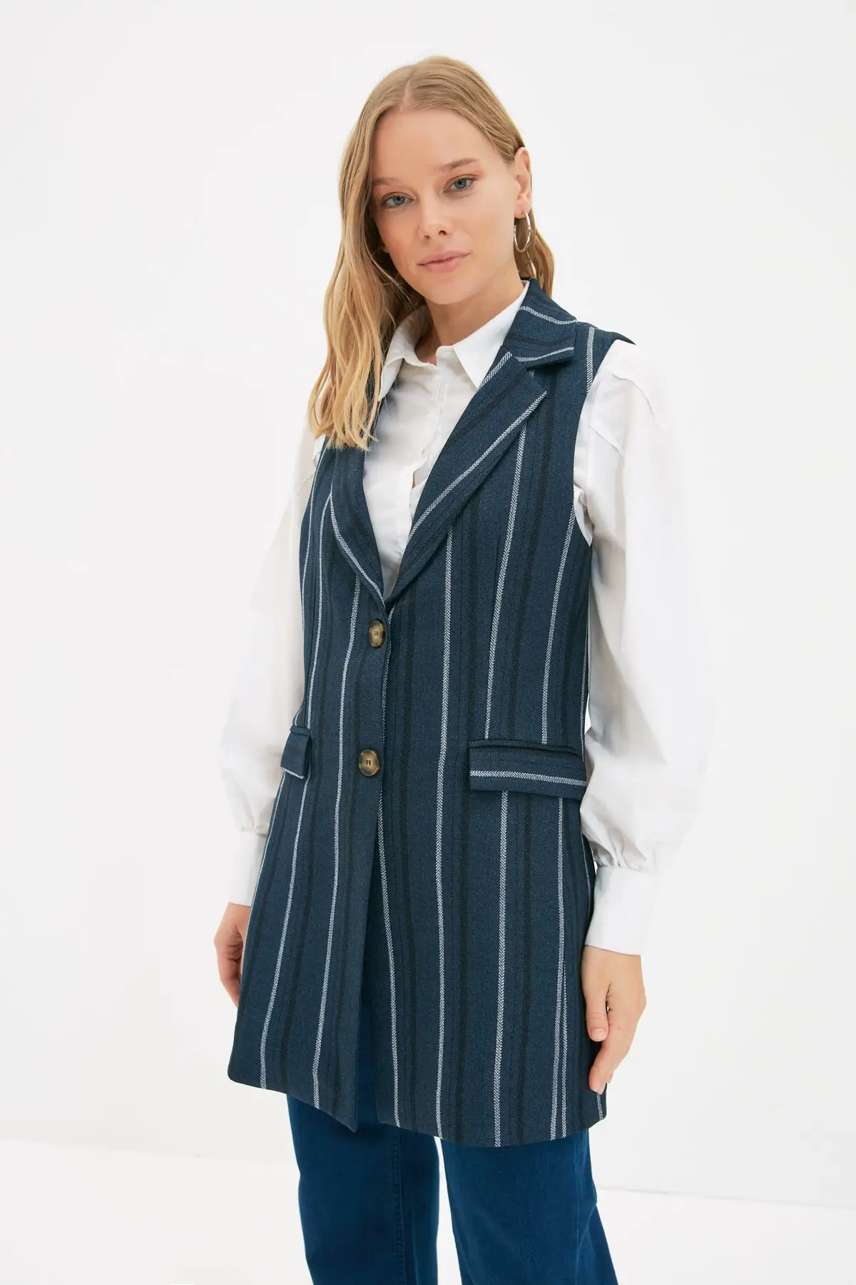 

Trendyol Jacket Collar Striped Vest TCTAW22YL0014