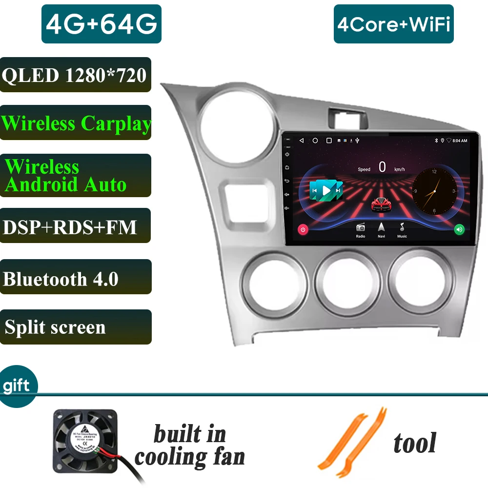 

Автомобильный радиоприемник Carplay для Toyota Matrix 2009-2014, навигация GPS, Android, автомобильное Стерео Авторадио, мультимедийный плеер, 4G, Wi-Fi, 2din, без DVD