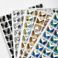 9x10mm k9 rhinestones butterfly shape glue on pointback glass crystal diy nail art crafts jewelry decoration glitter stone