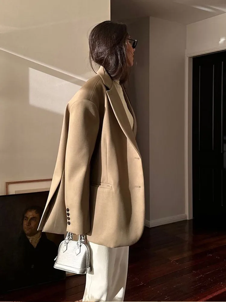 Винтажный однобортный костюм с двойными карманами модное пальто длинными