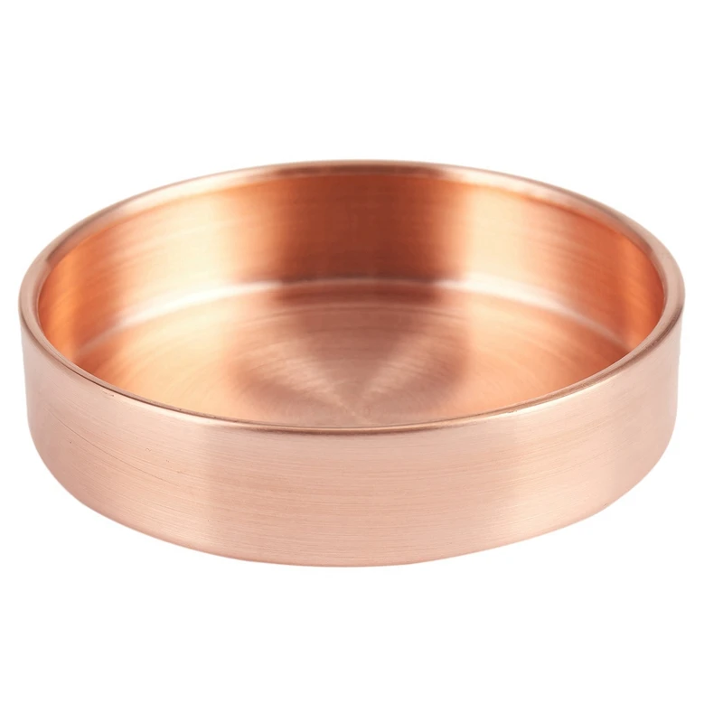 

Hot 3X Nordic Copper Round Storage Tray Desk Metal Storage Organizer Jewelry Organizer Small Items Storage Dishes Home Decor