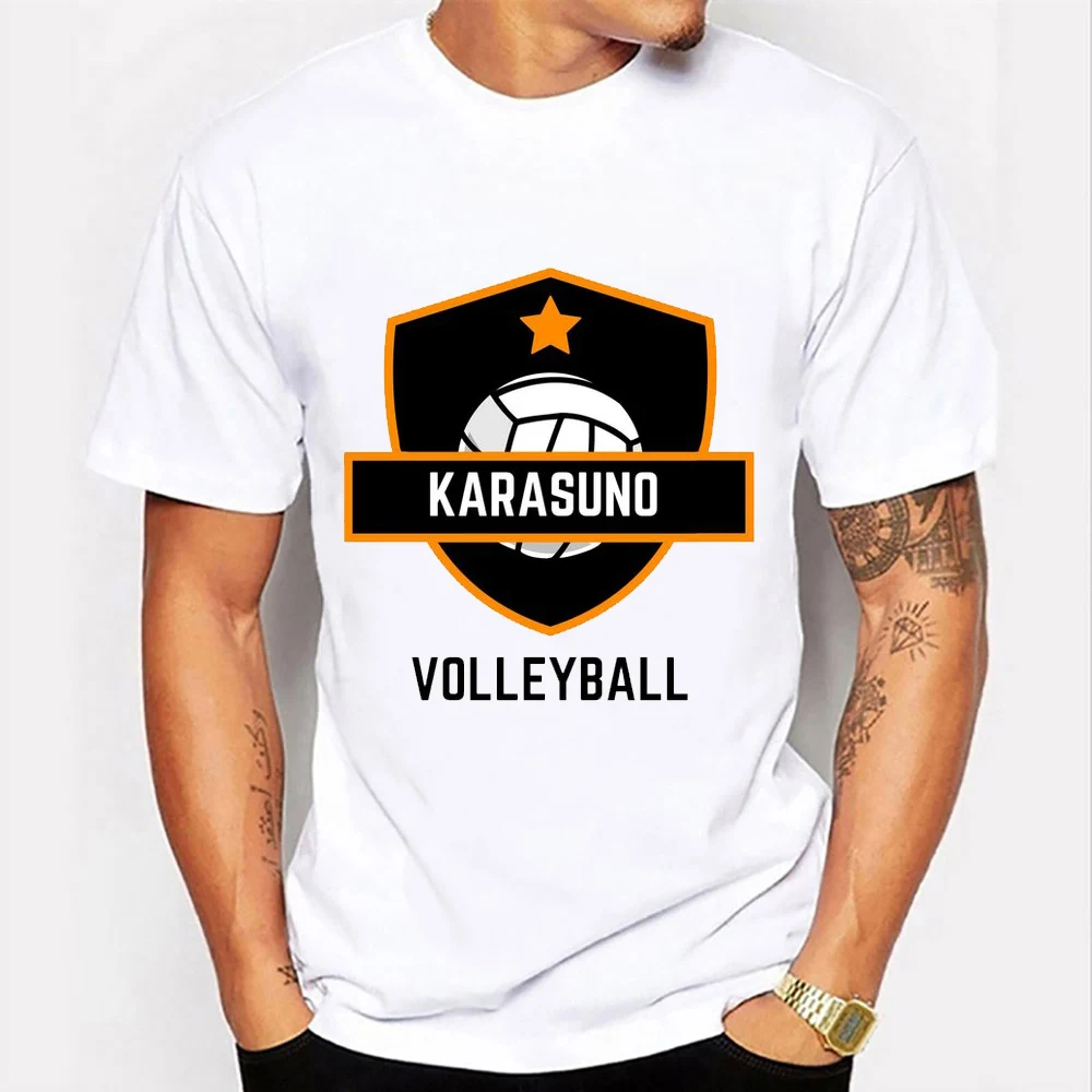 

Футболка Haikyuu с аниме, футболки для старшей школы карасуно, летние футболки в стиле Харадзюку, новые мужские топы большого размера с круглым ...