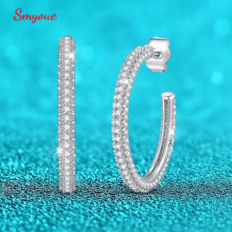 Женские серьги-кольца Smyoue из серебра 925 пробы с муассанитом