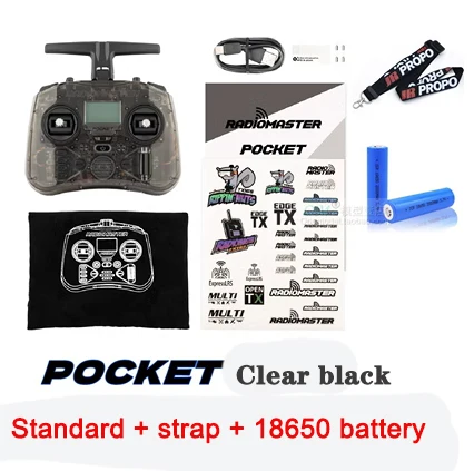 Radiomaster Pocket CC2500 Charcoal + 18650 batteries + strap