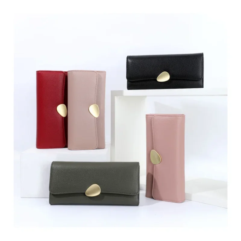 

Woman Leather Purse Simple Long Wallet Ladies Green Thin Wallet Women Clutch Phone Bag Luxury Credit Card Holder Wallet Carteras