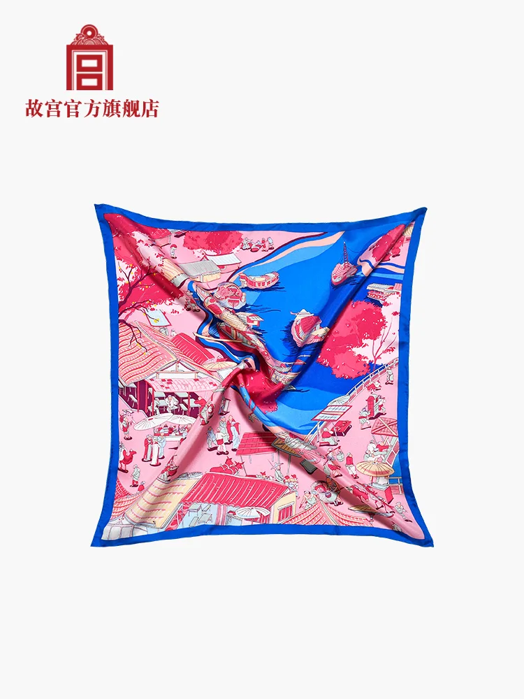 

Palace Museum Qingming River Glow Kerchief Scarf Women's Scarf Gift Birthday Gift Palace Museum
