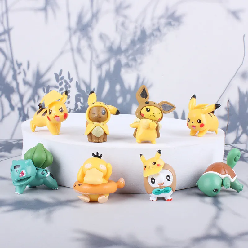 

8pcs/set Pokemon Pikachu Figure Ornaments Decoration Squirtle Anime Figure Birthday Cake Baking Decoration Birthday Gifts Toys