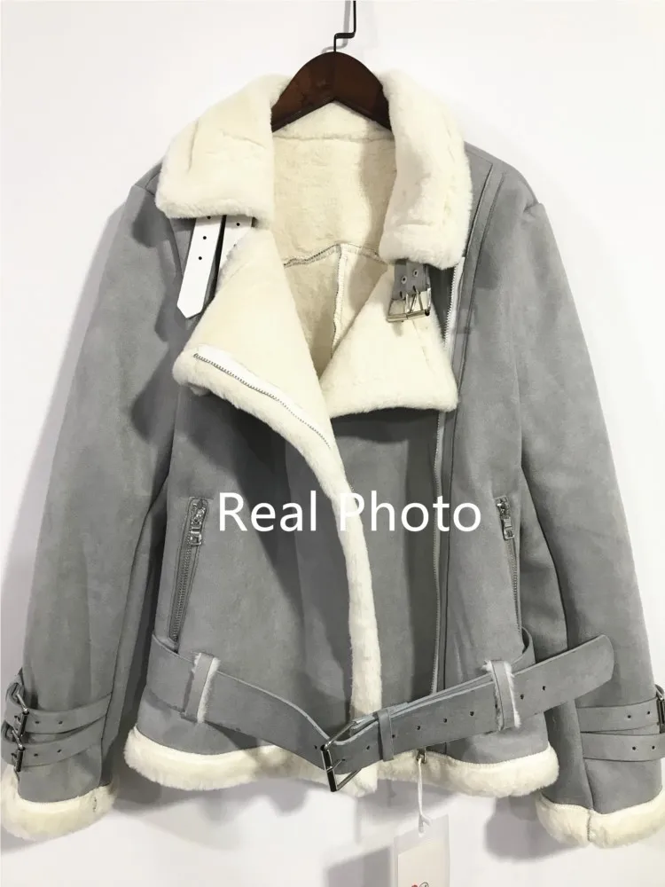 Куртка женская из искусственной кожи зимняя свободная искусственного меха