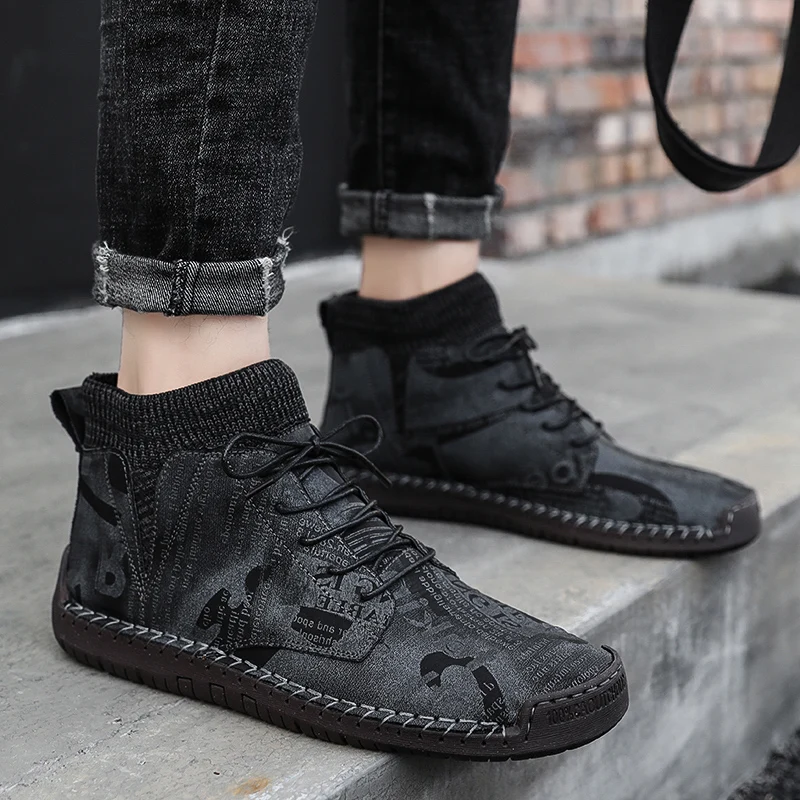 Мужские зимние ботинки теплые толстые плюшевые мужские Замшевые Ботильоны