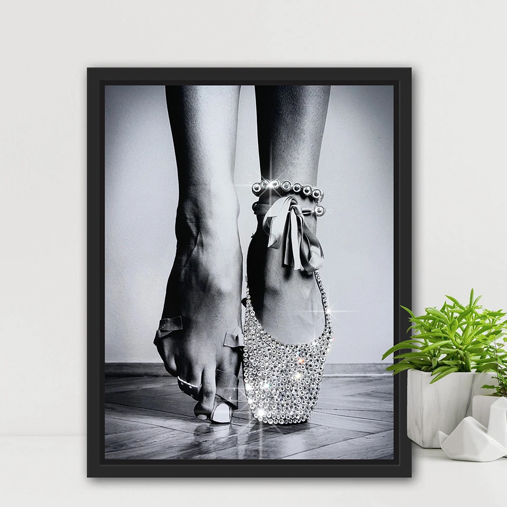 

Interior Paintings Ballet Girl Black White Pictures for Living Room Frameless Dancing Woman Poster On Wall Frameless