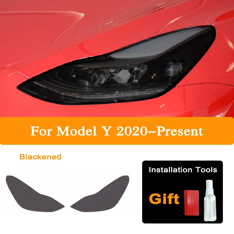 2Pcs For Tesla Model 3 X Y S Car Front Headlight Tint Smoke Black Protective Film Protection Transparent TPU Sticker Accessories