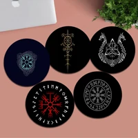 viking vegvisir odin nordic round desk mat kawaii gaming accessories students writing pad mouse pad for teen girls bedroom