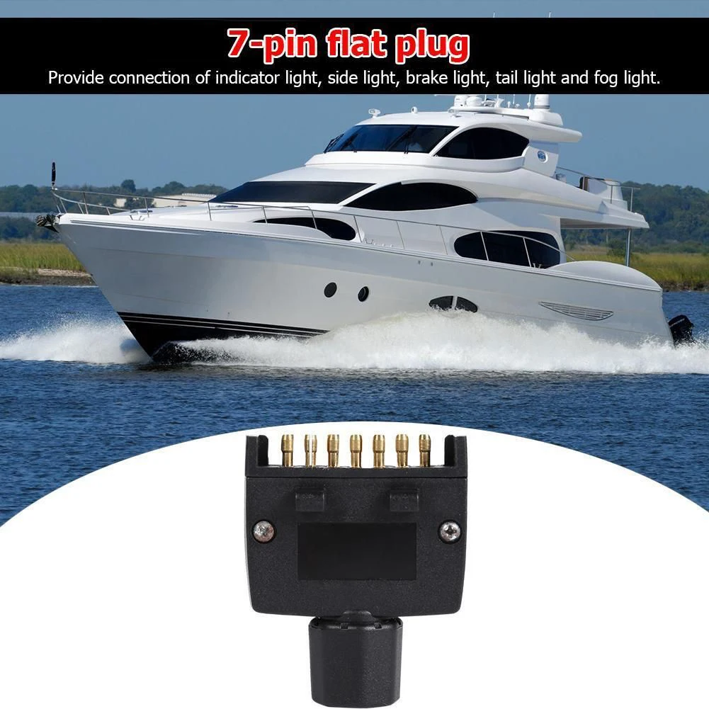 

Australian Standard Connector Flat Plug Male 2.95*2.44*0.75\" 7 Pin Boat Quick Fit Corrosion Resistant Flat Male Trailer Plug