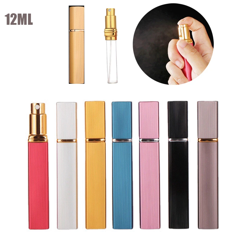 

12ml Mini Perfume Refill Bottle Travel Pocket Jars Holder Rechargeable Perfumer Atomizer Spray Empty Glass Bottles Men Women