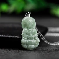 hot selling natural handcarve jade guanyin buddha statue necklace pendant fashion jewelry accessories men women luck gifts