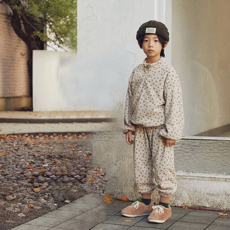 Freely Move 2022 Autumn New Kids Suit Fashion Floral Girls Set Korean Long Sleeve Top and Pant 2Pcs Casual Children Clothes