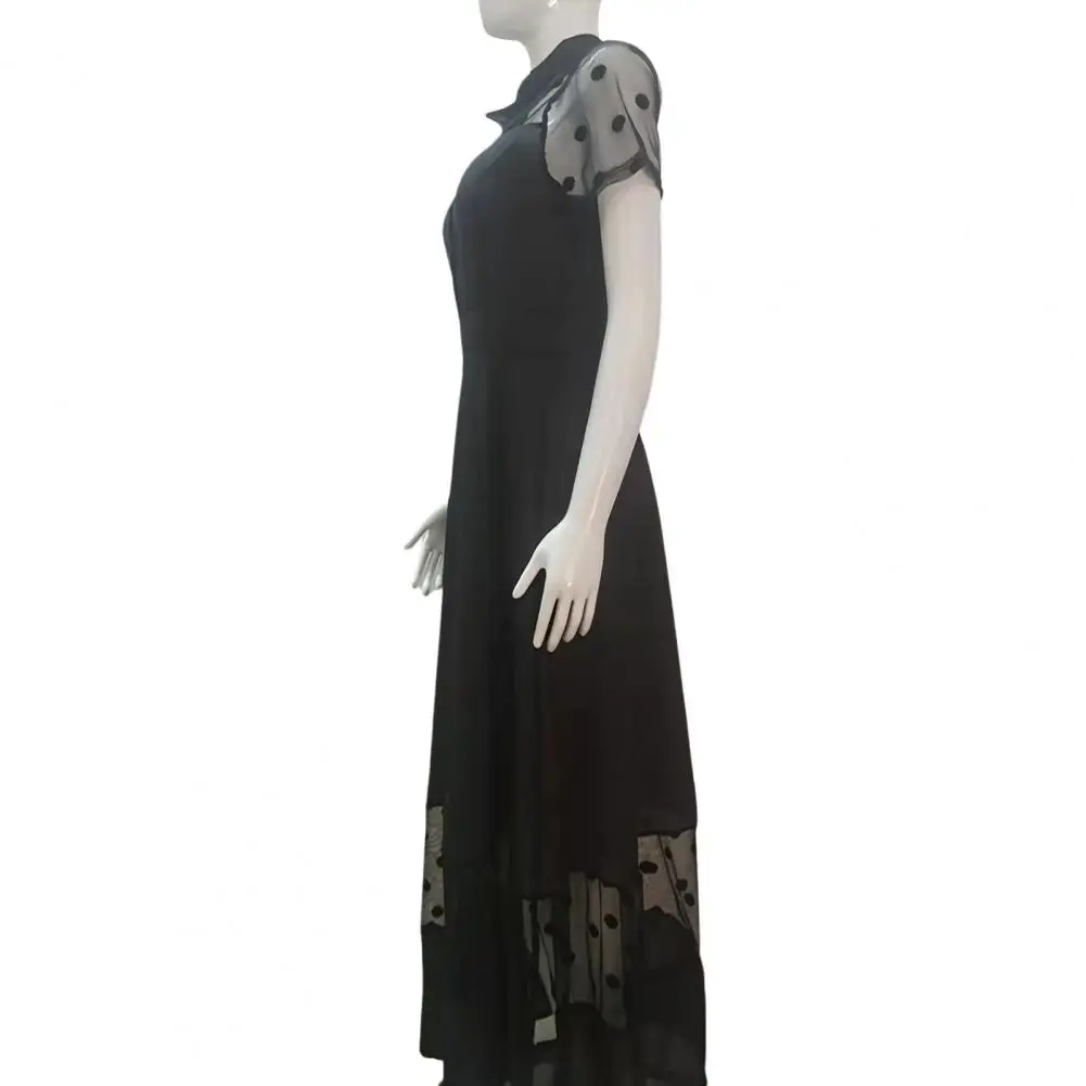 

Stylish Women Dress Dot Pattern Ladies Maxi Dress Slim A-line Maxi Dress