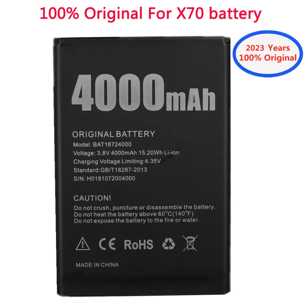 

2023 years BAT18724000 4000mAh 100% Original Battery For Doogee X70 X 70 Bateria NEW Original Smartphone Replacement Batteries