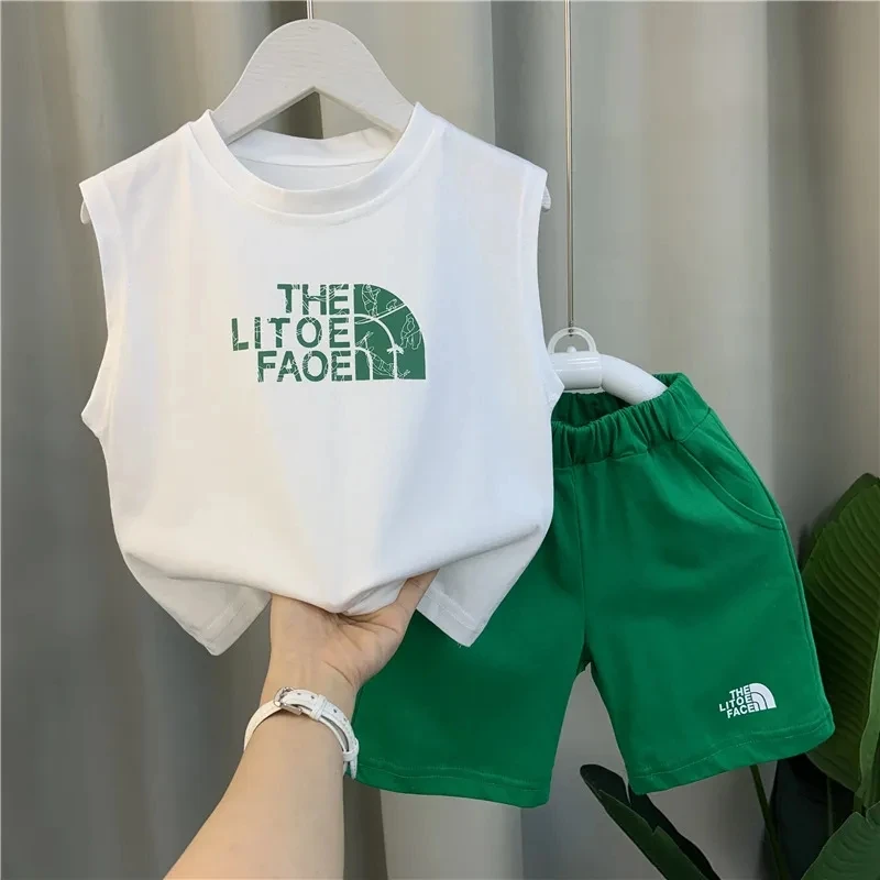 

Children's Summer Vest Set 2023 New Fashion Clothing Set Boys Baby Sleeveless T-shirt Shorts 2 Piece Set Kids Outfits 2-10Y