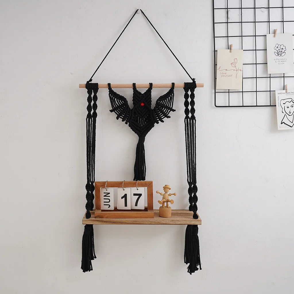 Макраме Хэллоуин в форме летучей мыши гобелены настенные органайзеры для