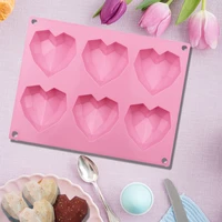 6 holes heart shaped 3d silicon chocolate jelly candy cake ice mould baking fondant cupcake tool bakeware mold diy pastry bar