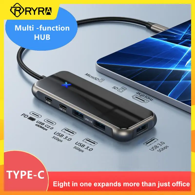 

RYRA 8 в 1 USB-C док-станция концентратор USB 3,0 многопортовый адаптер 4K HDMI-совместимый SD/TF для MacBook IPad аксессуары для ноутбуков