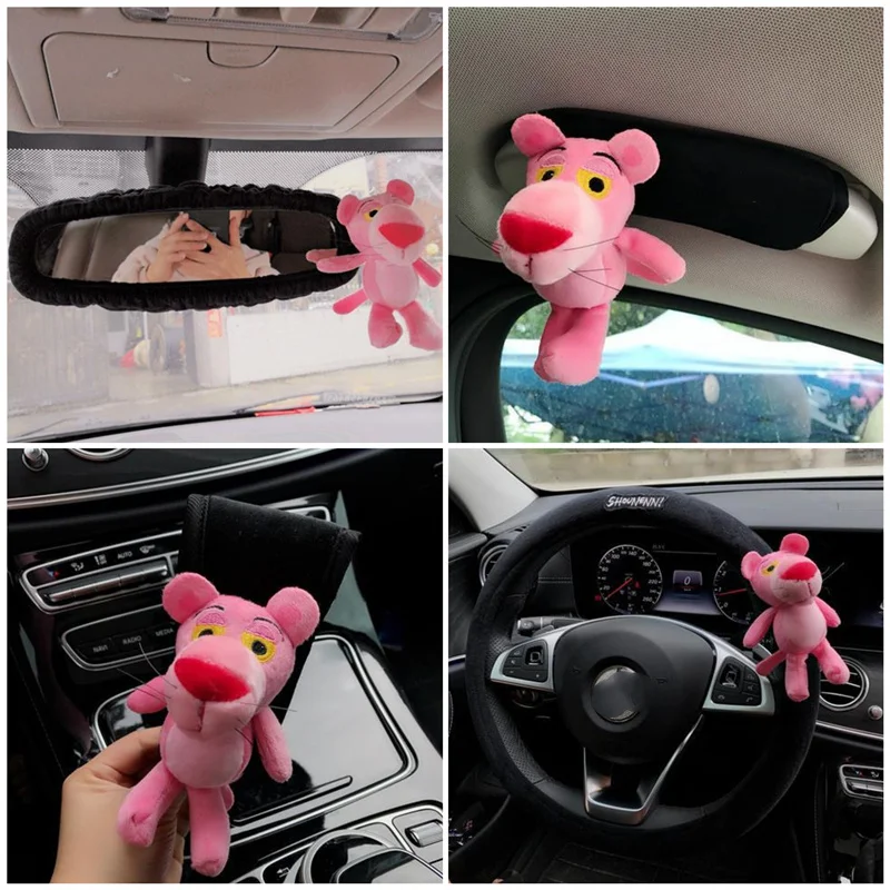 

Cute Leopard Cartoon Cute Car Interior Rearview Mirror Cover Safety Belt Cover Interior Accessories