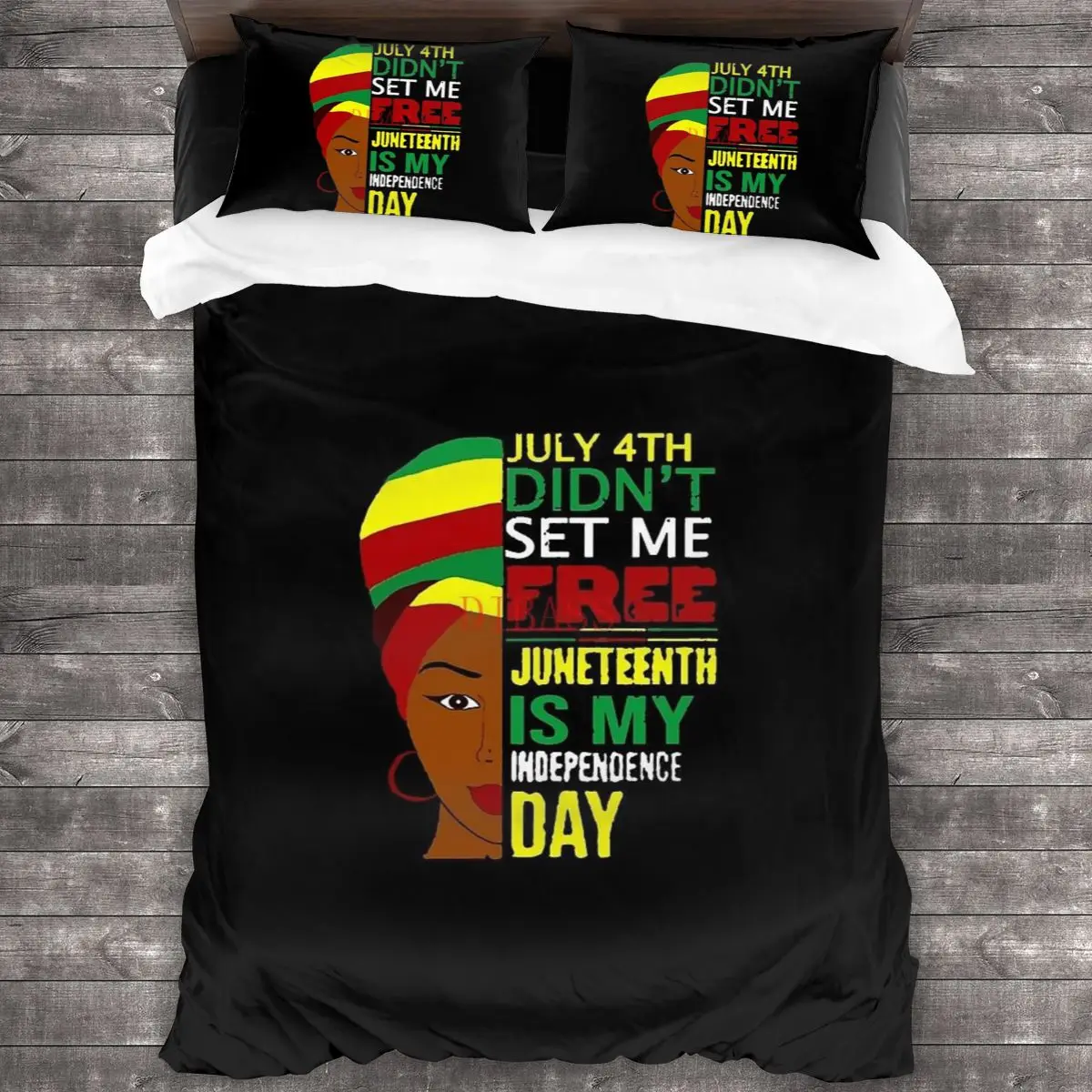 

July 4th Didnt Set Me Free Juneteenth Soft Microfiber Comforter Set with 2 Pillowcase Quilt Cover With Zipper Closure