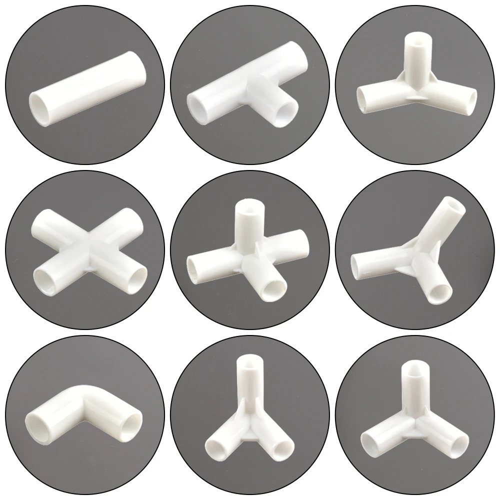

2Pcs 12mm PVC Straight Elbow Cross Connector Joint 60 90 120 135 Degree Tee Connector PVC Pipe Fitting DIY Tent Fixed Fittings