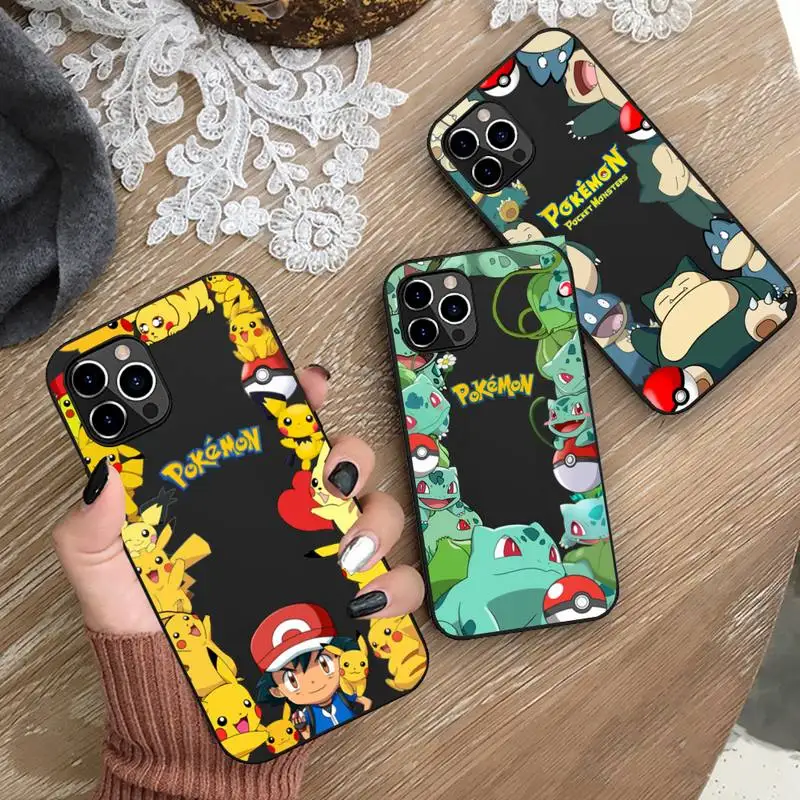 

Pokemon Pikachu squirtle bulbasaur Snorlax Phone Case for iphone 13 12 11 Pro Mini XS MAX 8 7 Plus X SE 2020 XR Silicone Soft