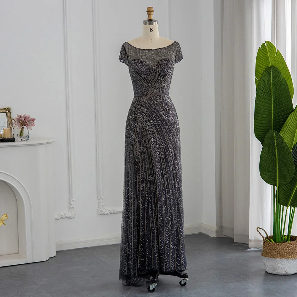 

Женское вечернее платье с юбкой годе Sharon Said, роскошное серое платье с кристаллами для гостей свадьбы, элегантное розовое золото, вечернее пл...