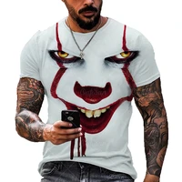 dark clown 3d printed t shirt mens and womens street hip hop funny casual trend oversized round neck short sleeved t shirt