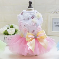 summer skirt small dog clothes beautiful dress lace tulle sleeveless jacket bowknot chihuahua yorkshire poodle princess dress