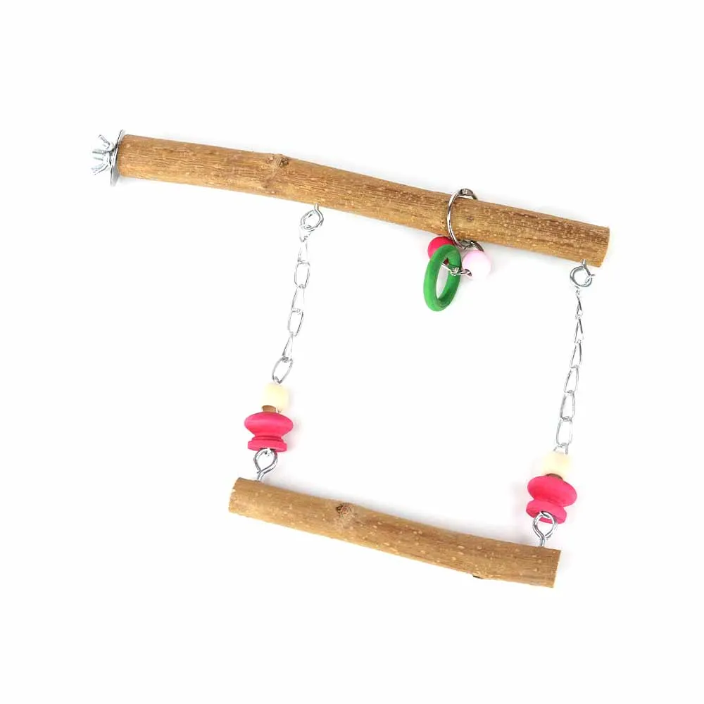 

Pet bird toy natural solid wood parrot perch wooden bird cage special swing parrot cage accessories ring suspension bridge
