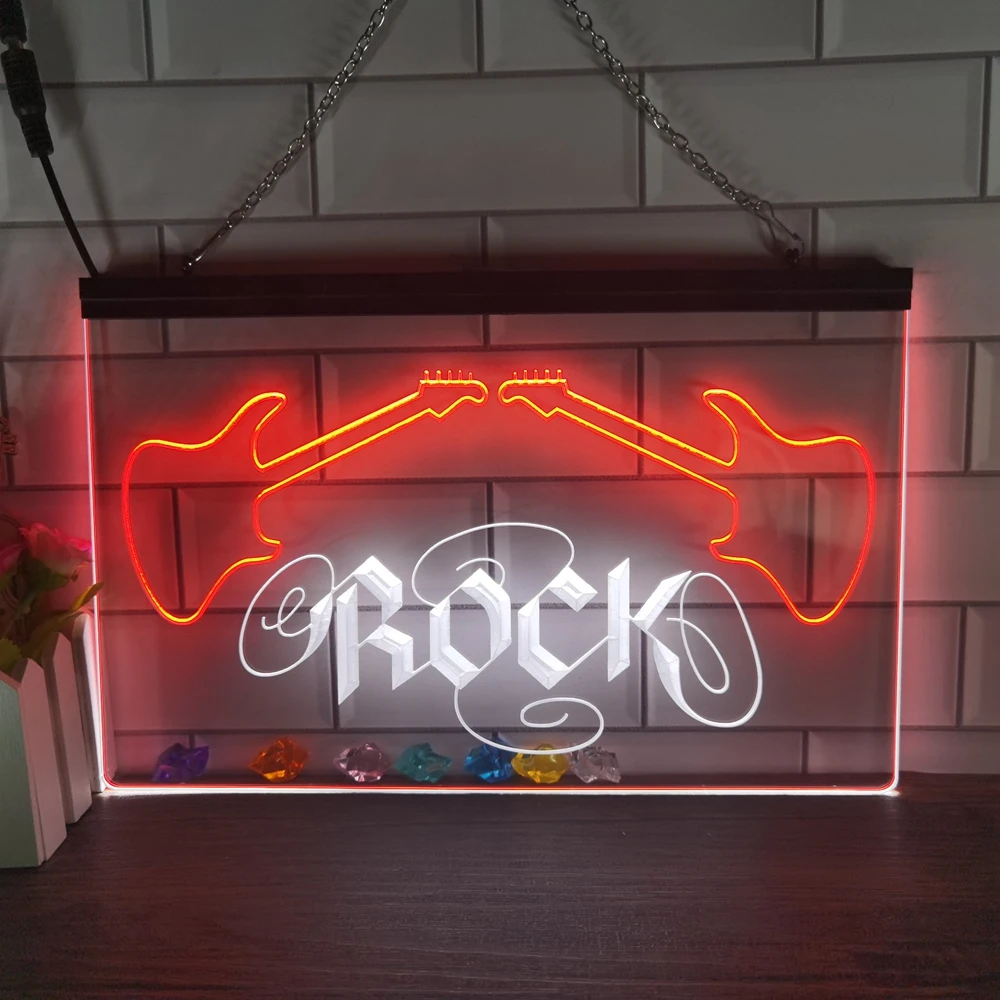 

Гитара Rock n Roll домашний декор Новогодняя настенная Свадьба 2 цветной дисплей светодиодный ная неоновая вывеска для спальни