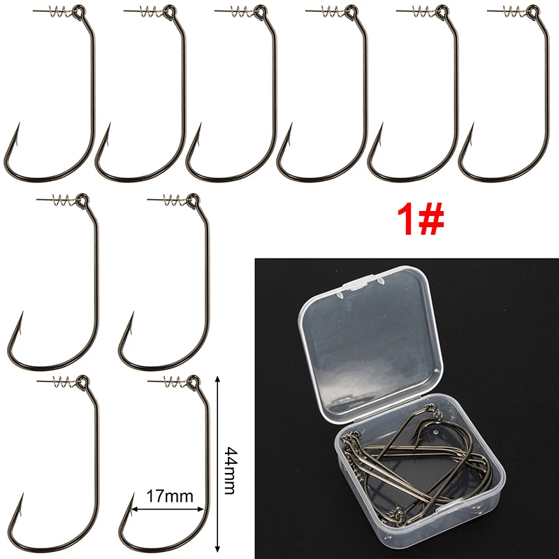 

10Pcs Fishing Hook With Barb High Carbon Steel Lead Hook With Spring Pin Soft Bait Hook Anti-fall Off Lock Needle Loose Hook